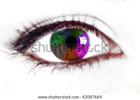 a beautiful rainbow on a woman eye
