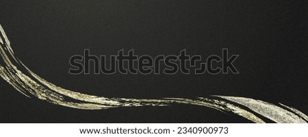 Gold brush strokes and black Japanese paper background banner, header design. Vector illustration.