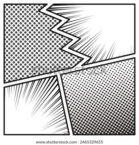 Black and white comic background style frame design, square. Vector illustration.