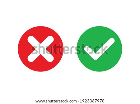 Cross  check mark icons, flat round buttons set. Vector EPS10