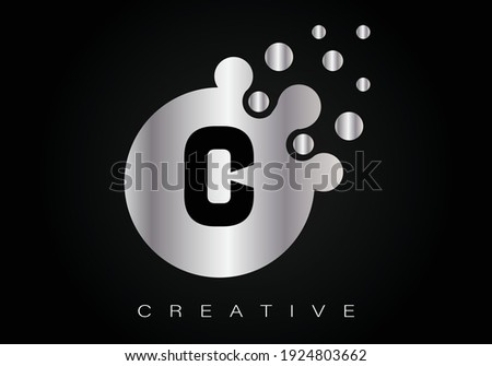 Dotted letter C logo. Dotted C letter design vector. Creative Fonts. Stok fotoğraf © 
