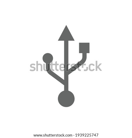 USB vector icon with a white background, for logos, templates and web illustrations.