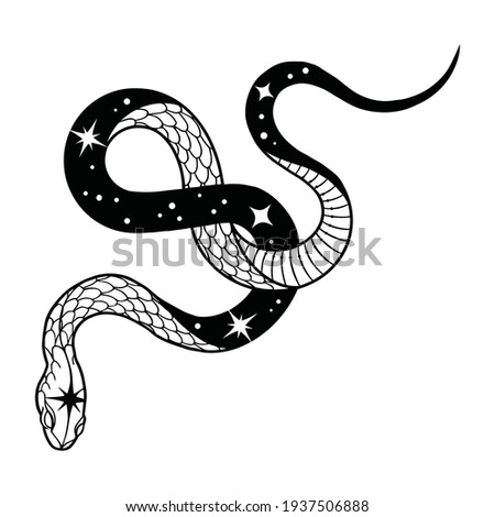Black Snake vector illustration for tattoo design.