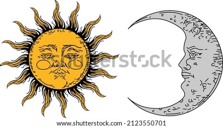 Sun and Moon high res vector. Sign sun and moon. Vector logo for web design, infographics. Vector illustration eps10. Isolated on white background