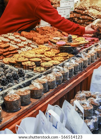 Cake and Biscuit stall at a German Christmas market.