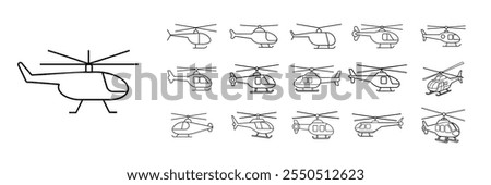 Set of Line Art Helicopter Illustration