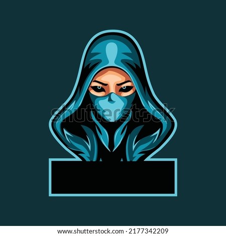 Ninja assassin mascot for sport and e-sport or gamer logo. Ninja e-sport mascot logo design.