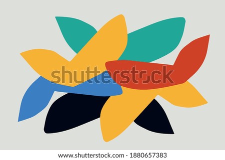 Vector Abstract art and collage with primary color. Trendy simple and minimalist modern art. For print and poster. Matisse and Bauhaus vibe.