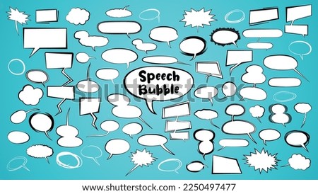 collection of vector comic and manga speech bubbles in various shapes and sizes including round, square, thought and exclamation, perfect for adding dialogue to comics, manga, and graphic novels.
