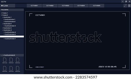 CCTV interface screen. Camera screen frame for surveillance. Vector UI