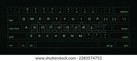 Hacker interface screen. High tech UI computer keyboard. Vector HUD. 