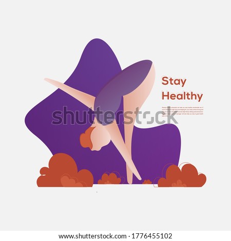 Stay Healthy for Women Yoga Flat Illustration