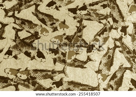 Natural paper with fish pattern vintage style