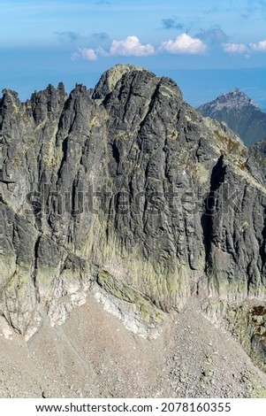 A view of the wall with climbing roads leading to Black Peak (Czarny Szczyt, Cierny stit). Zdjęcia stock © 