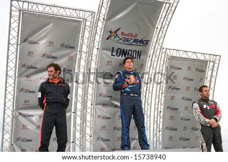 LONDON - 2/3 AUGUST 2008: Prize giving podium, Red Bull Air Race London 2008