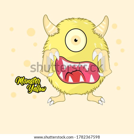 ilustration Monster inc cartoon cute like a monster and have color yellow