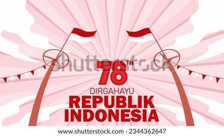 Indonesia independence day greeting card with traditional games concept illustration. Dirgahayu Republic indonesia translates to Republic of Indonesia independence day