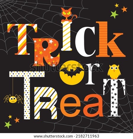 Happy halloween card with halloween lettering trick or treat ストックフォト © 