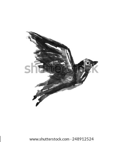 Watercolor Bird. Drawing Bird On White Background. Vector Hand Drawn ...