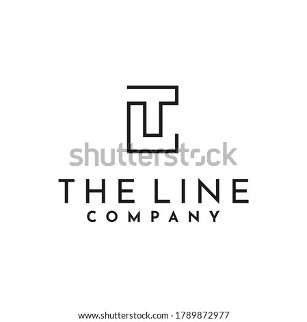 Initial Letter LT T L TL monogram logo design with simple rectangle line style Stock fotó © 
