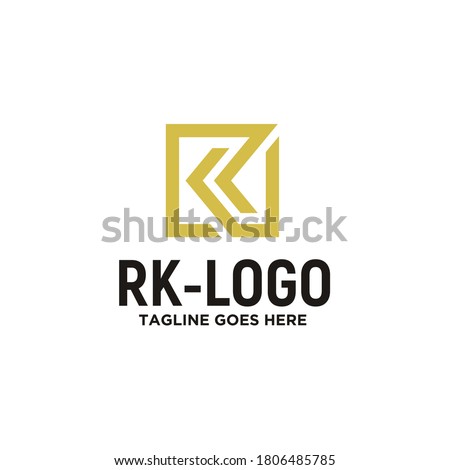 Simple Initial R & K, Monogram RK KR with modern square logo design
