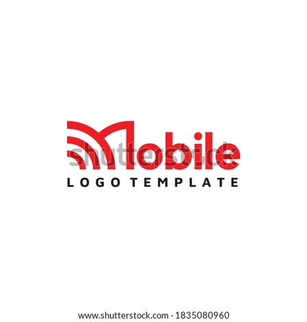 Initial Letter M Modern Mobile with Wi-fi Wifi Wi fi Signal Frequency Radar sign logo design Zdjęcia stock © 