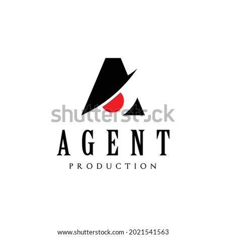 Initial Letter A with Detective Spy Eye Hat for Agent logo design