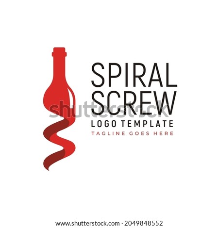 Wine Bottle with Initial S Spiral Screw for Winery Liquor Cafe Bar Dining Restaurant logo design