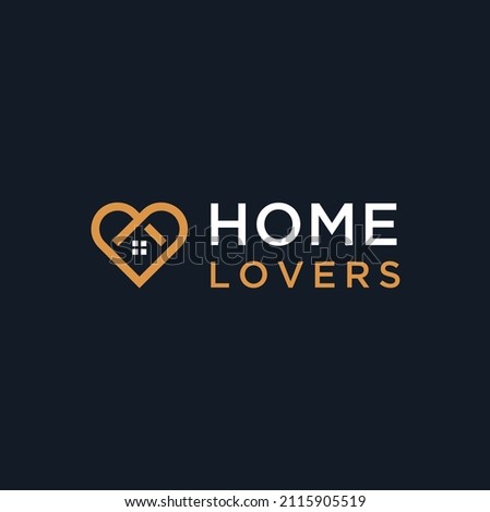 Heart Love Shape with Windows House for Real Estate Home Property Business logo design