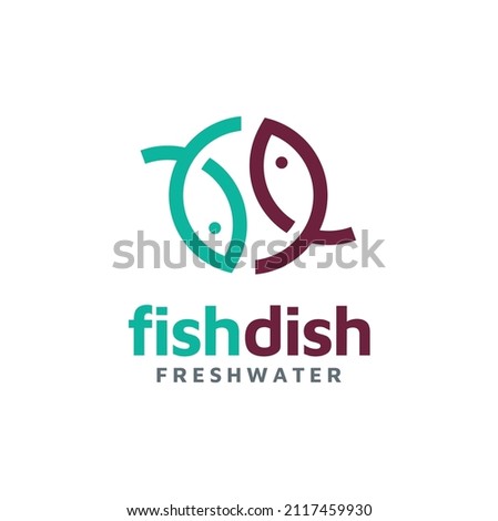 Double Twin Fish with Circular Yin Yang Rotation style for Fishing Company or Fresh Water Seafood Restaurant Cuisine logo design