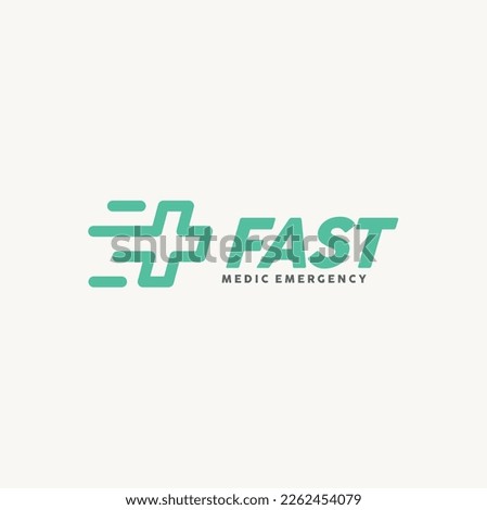 Pharmacy Cross with Speed for Hospital Fast Aid Medical Emergency logo design