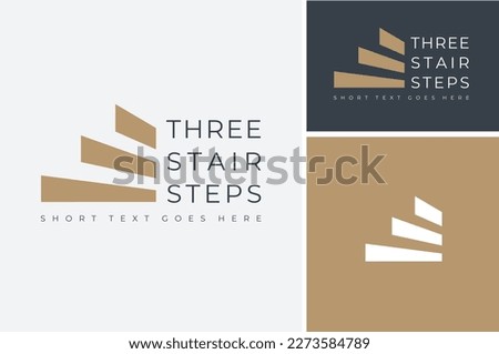 Classic Three Stair Steps Tread Silhouette for Staircase Architecture Interior Building logo design 