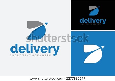 Initial Letter D with Arrow Paper Plane for Distribution Delivery or Travel Aircraft logo design