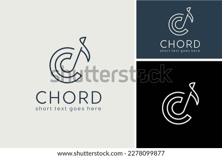 Initial Letter C Music Notes with Line Art Style for Chord Choir Concert or Song Sing Musical Symphony Sheet logo design
