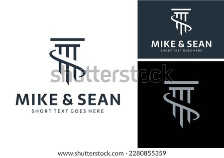 Initial Letter M S with Column Marble Pillar Building for Law Lawyer Attorney Office Logo design