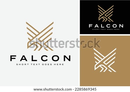 Golden Wings Bird, Classic Premium Falcon Hawk Eagle Vintage logo design