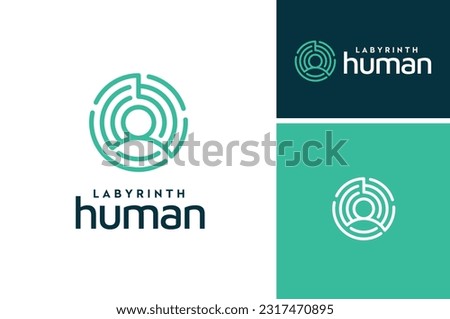 Man with circle labyrinth, People with Digital Signal Target for People Database Target logo