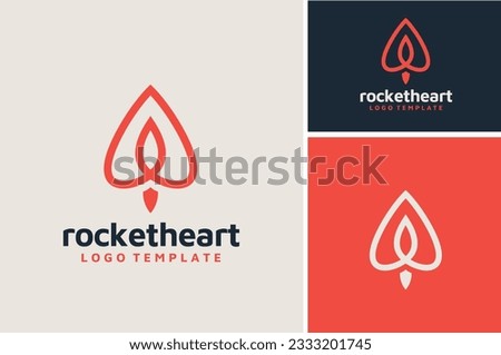 Takeoff Rocket Launch with Heart Love Shape logo design
