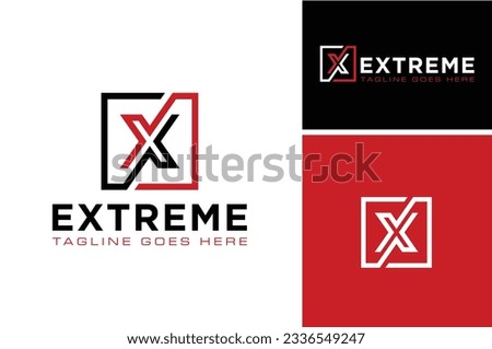 Initial Letter X for eXplore eXport eXtreme eXpert eXpedition with Square Shape Lines logo design