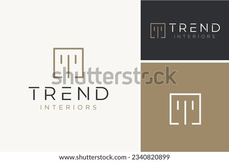 Square Initial Letter T Line Art Square Modern for Trend Fashion or Trendy Interior Designer Brand logo design