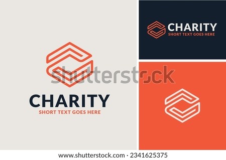 Hexagon Helping Giving Receiving Hand for Help Donate Share Charity Care logo design