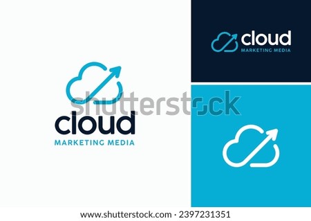 Sky Cloud Line Arrow for Business Stats Diagram Marketing logo design