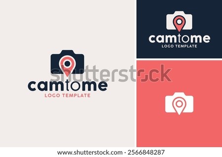 Digital Camera with GPS Pin Map Address Location Pointer for home visit Travel Photography Logo Design