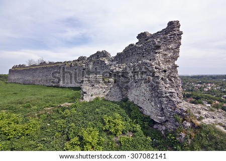 The ruins of the Kremenets castle on the Bona mountain. Kremenets, Ternopil region, Ukraine