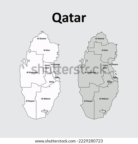 Qatar map vector illustration selectable city