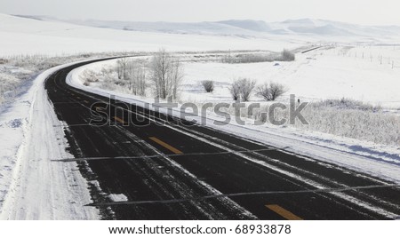 road on snow in the northeast of china