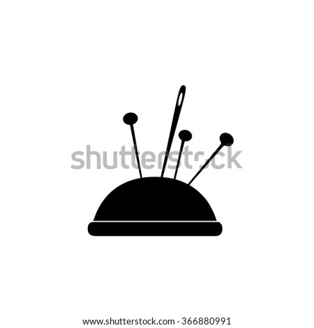 Pincushion with pins vector icon