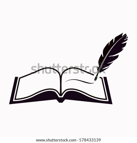 Book with pen  icon. Vector design.