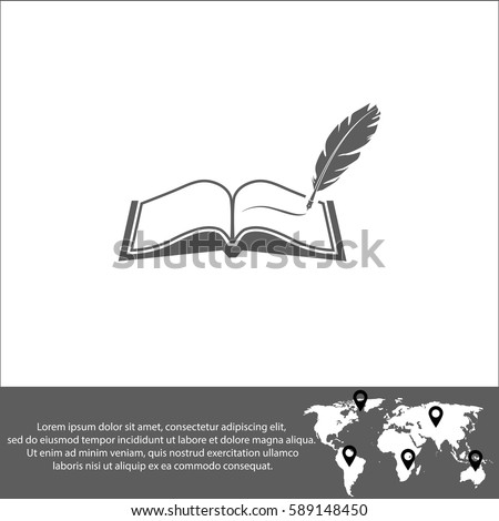 Book with pen vector  icon