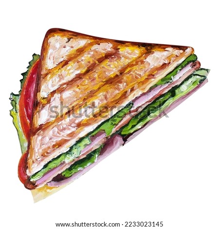 toast sandwich oil painting on canvas, canvas print, food drawing